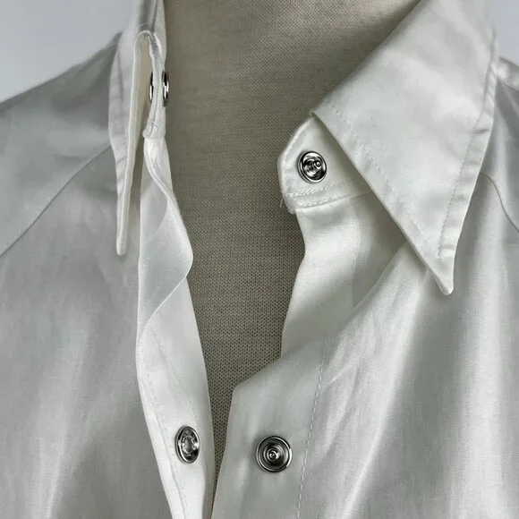 Ralph Lauren Size 1X Western Yoke Cowgirl Shirt Pearl Snap White Cotton Cowboy - Picture 4 of 10